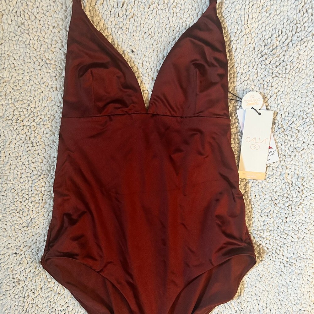 CALIA Women's Swim Triangle One Piece Bathing Suit - size 6